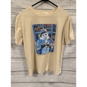 Men’s ROMWE Jason Friday 13th Beige Graphic T Shirt Tee 24/7 365 Size Medium EUC